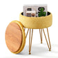 Velvet Ottoman Round Footrest Footstools with Storage Space Soft Vanity Chair with Memory Foam Seat Small Side Table Hallway Ste