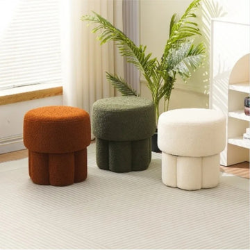 Sgabello Joylove in pelle di agnello, sgabello per trucco popolare domestico, sgabello per il cambio scarpe da porta, sgabello a fungo per bambini, caffè da salotto