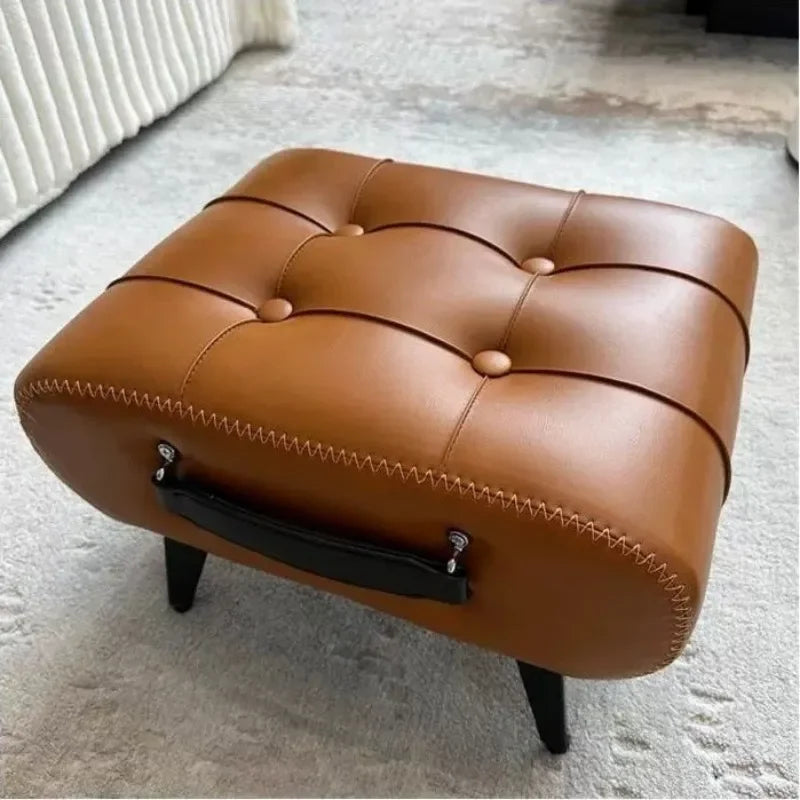 Sgabello per cambio scarpe, soglia, pouf da soggiorno, divano minimalista, poggiapiedi, arte in pelle di lusso leggero, sgabello basso