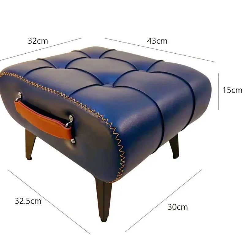 Shoe changing stool, doorstep, living room soft bag, minimalist sofa, footstool, light luxury leather art, low stool