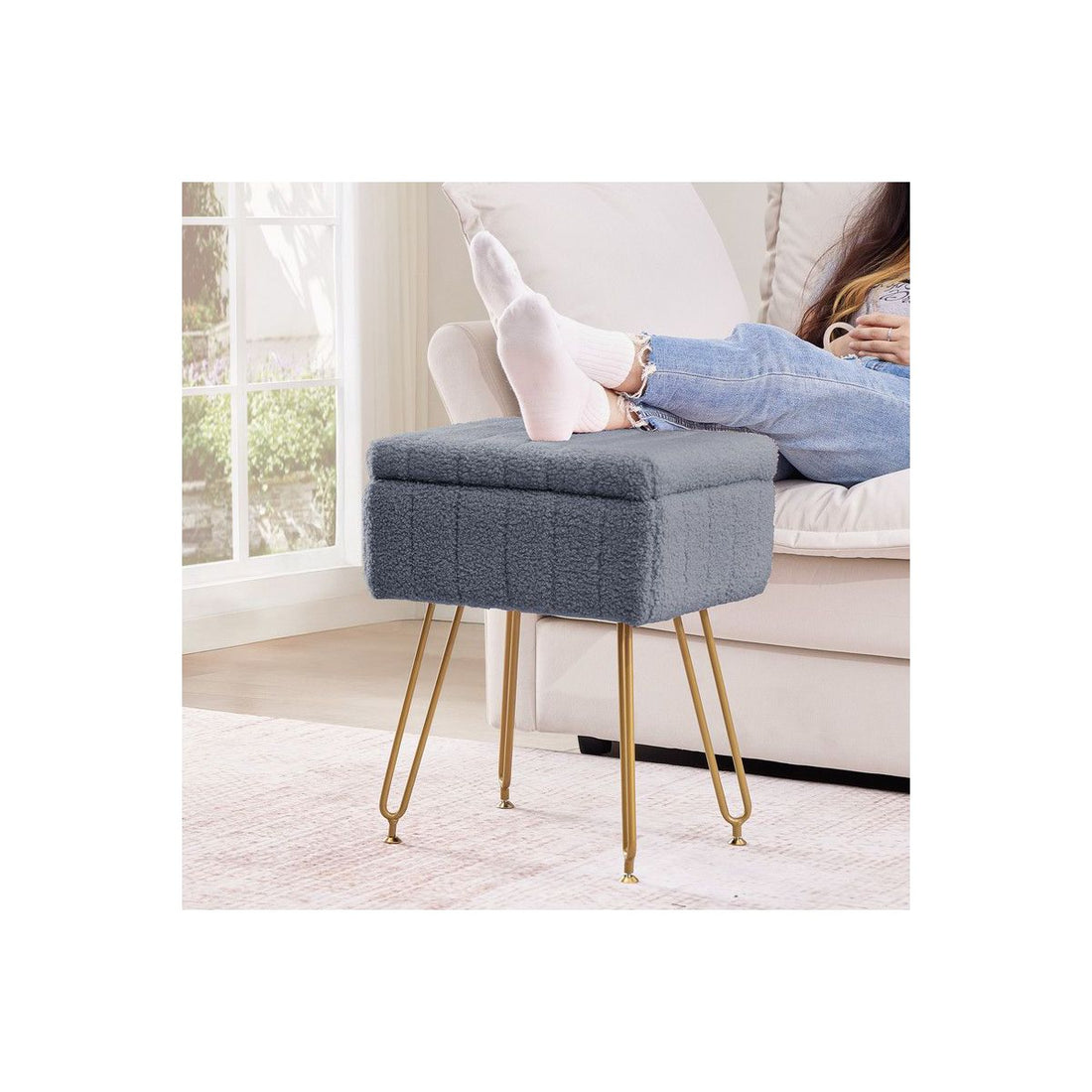 Teddy Fabric Storage Ottoman