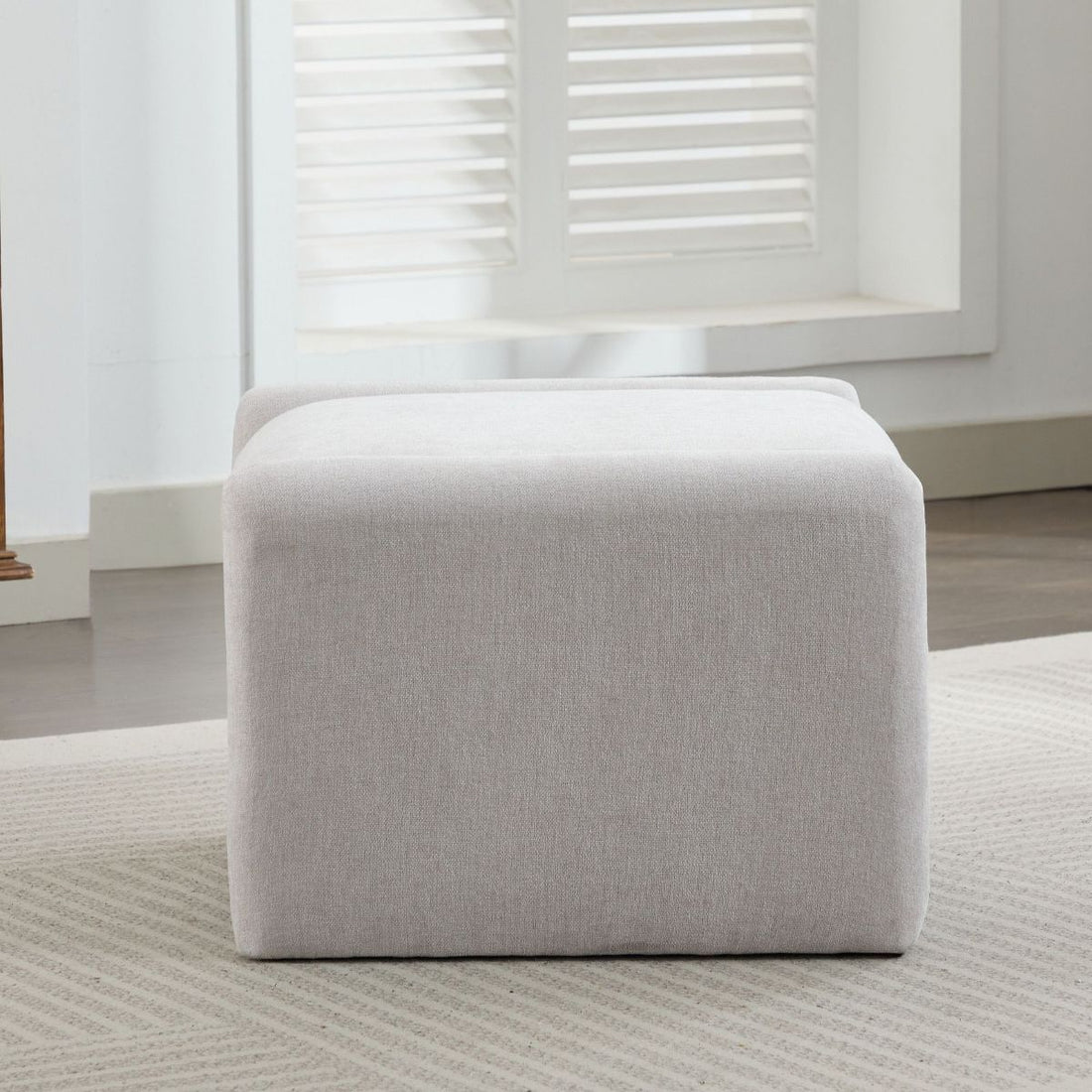 Chenille Velvet Oversized Comfort Ottoman