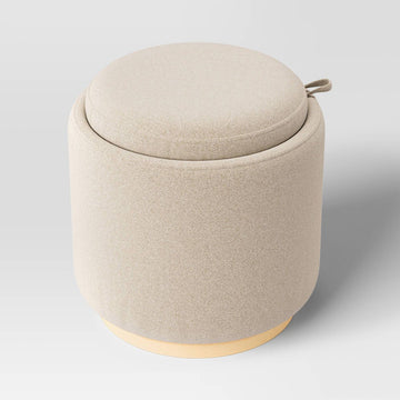 Round Upholstered Storage Ottoman