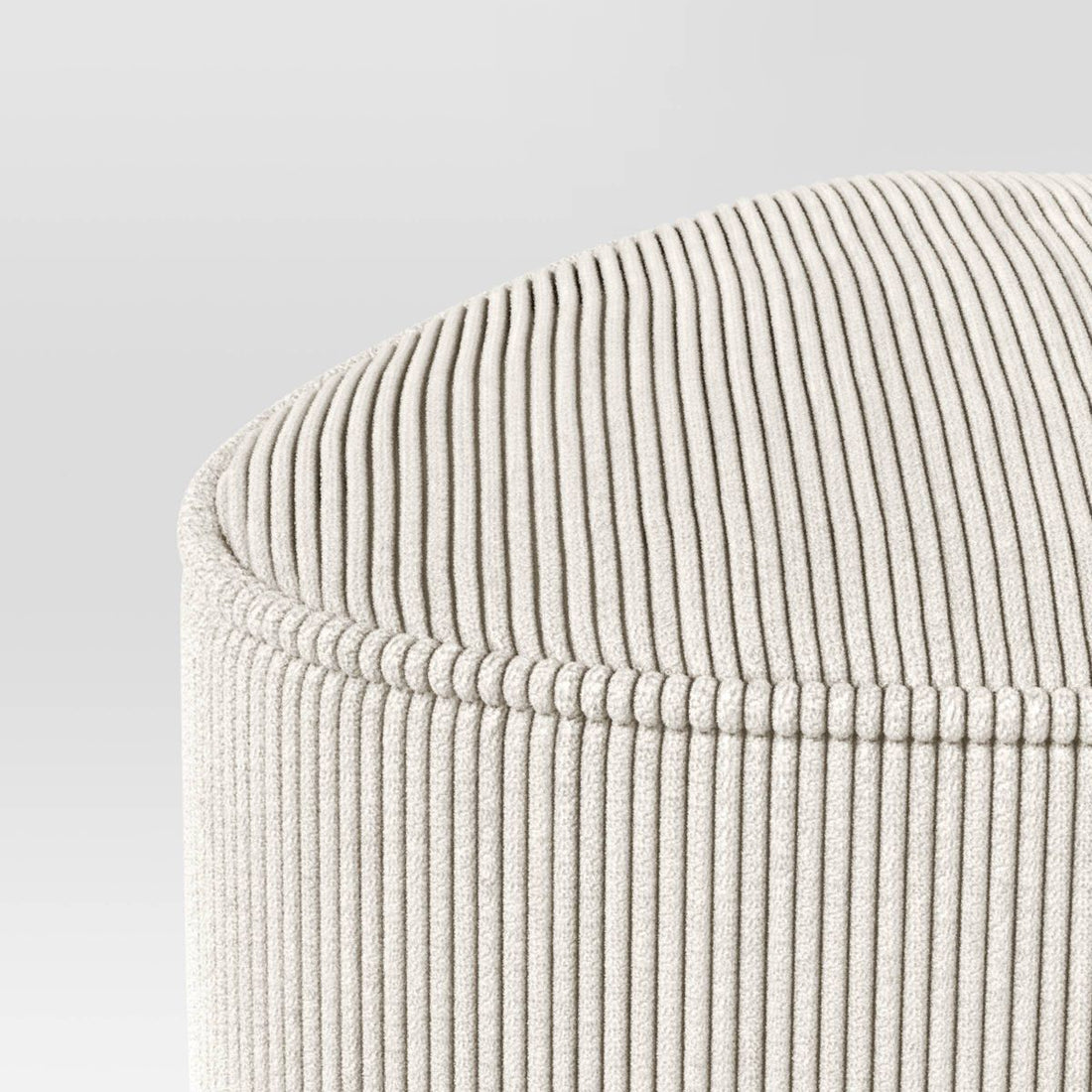 Triangular Shaped Upholstered Corduroy Ottoman