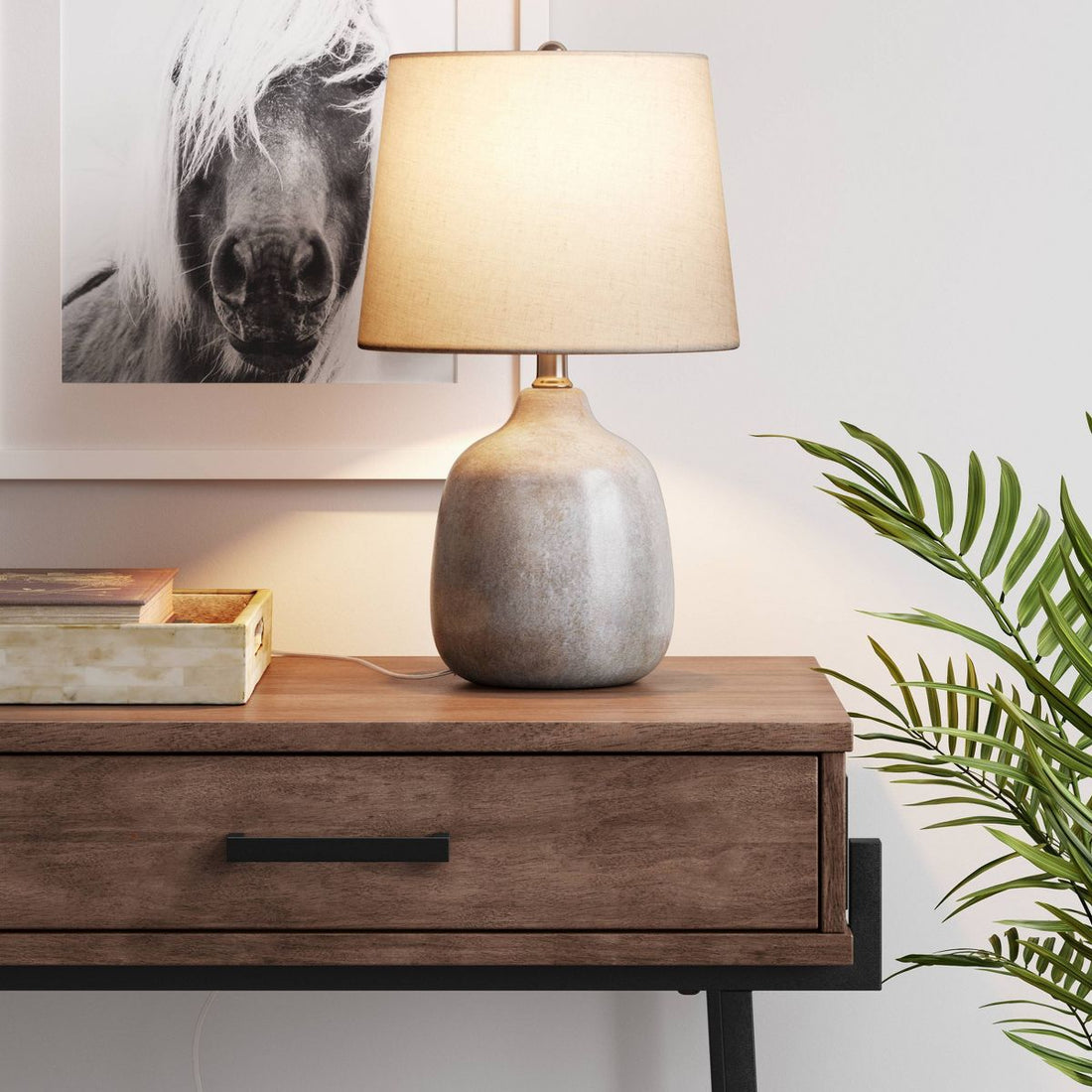 Assembled Ceramic Table Lamp Gray