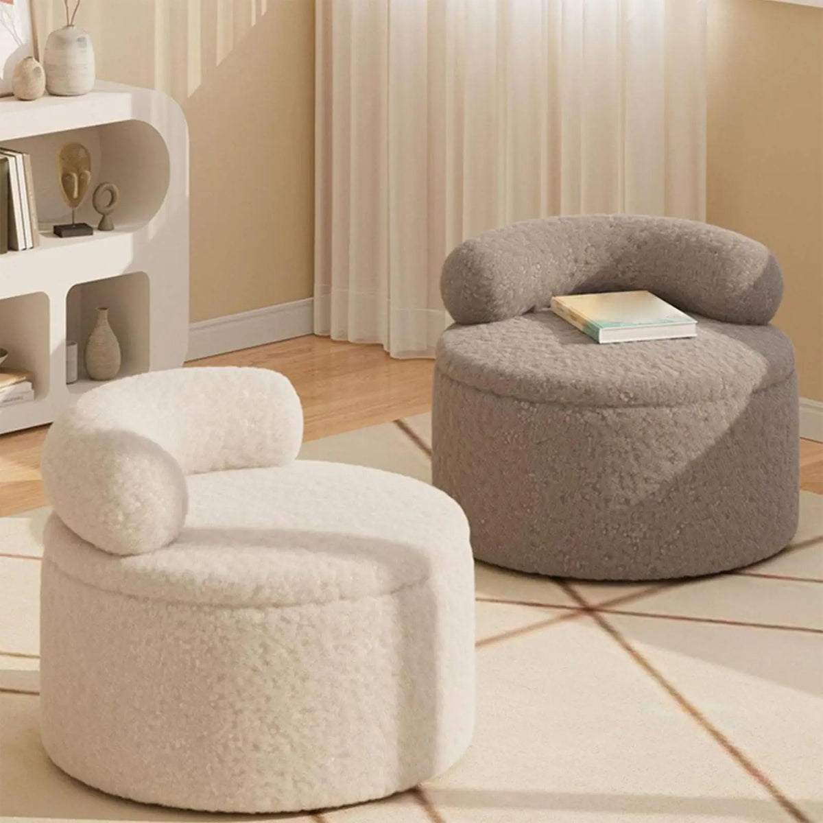 Modern Round Stool Living Room Sofa Side Low Stools Bedroom Storage Ottoman Entrance Ottomans Interior Decoration Furniture