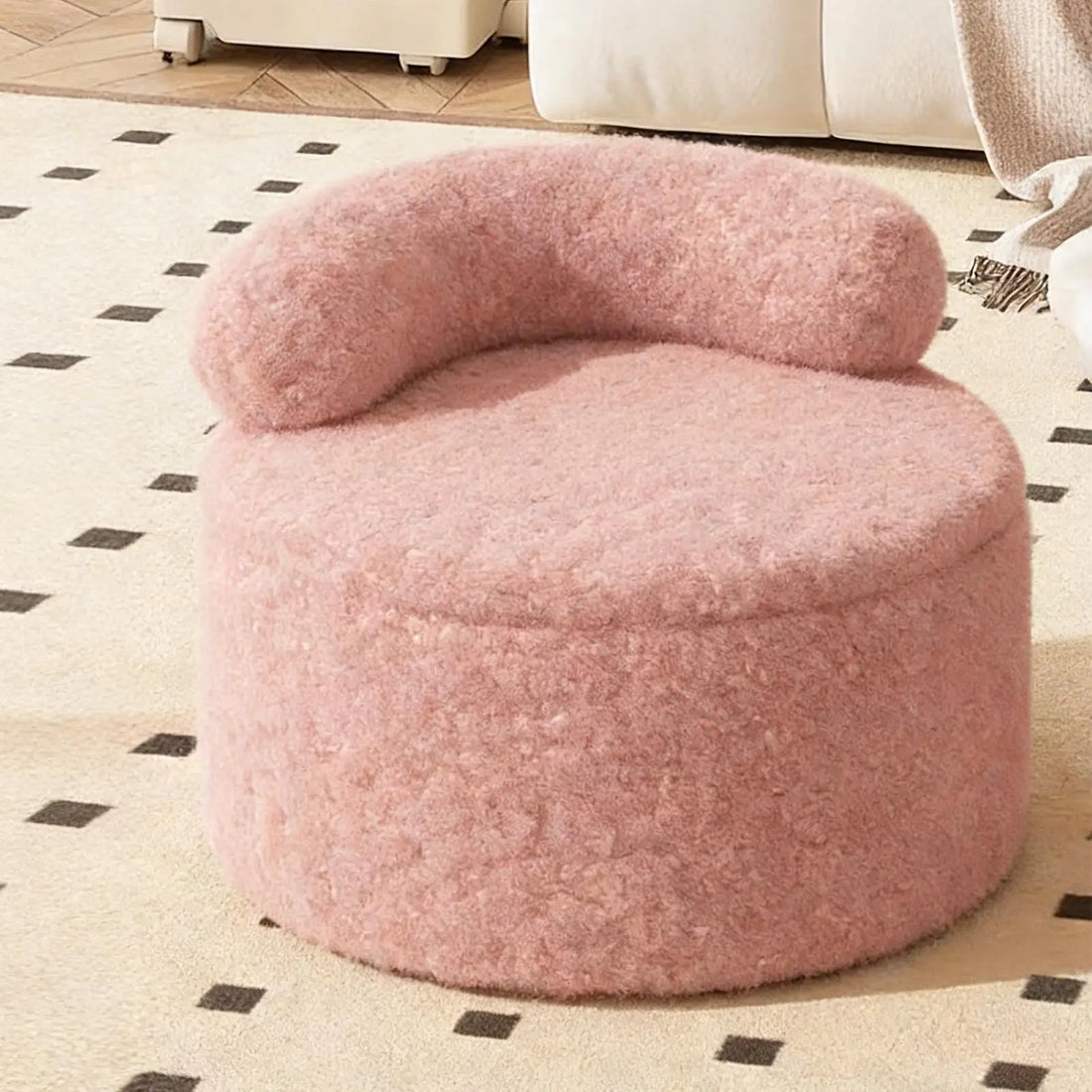 Sgabello Rotondo Moderno Pouf Contenitore da Salotto Comodino Basso per Camera da Letto Ingresso Decorazioni per Interni Arredamento