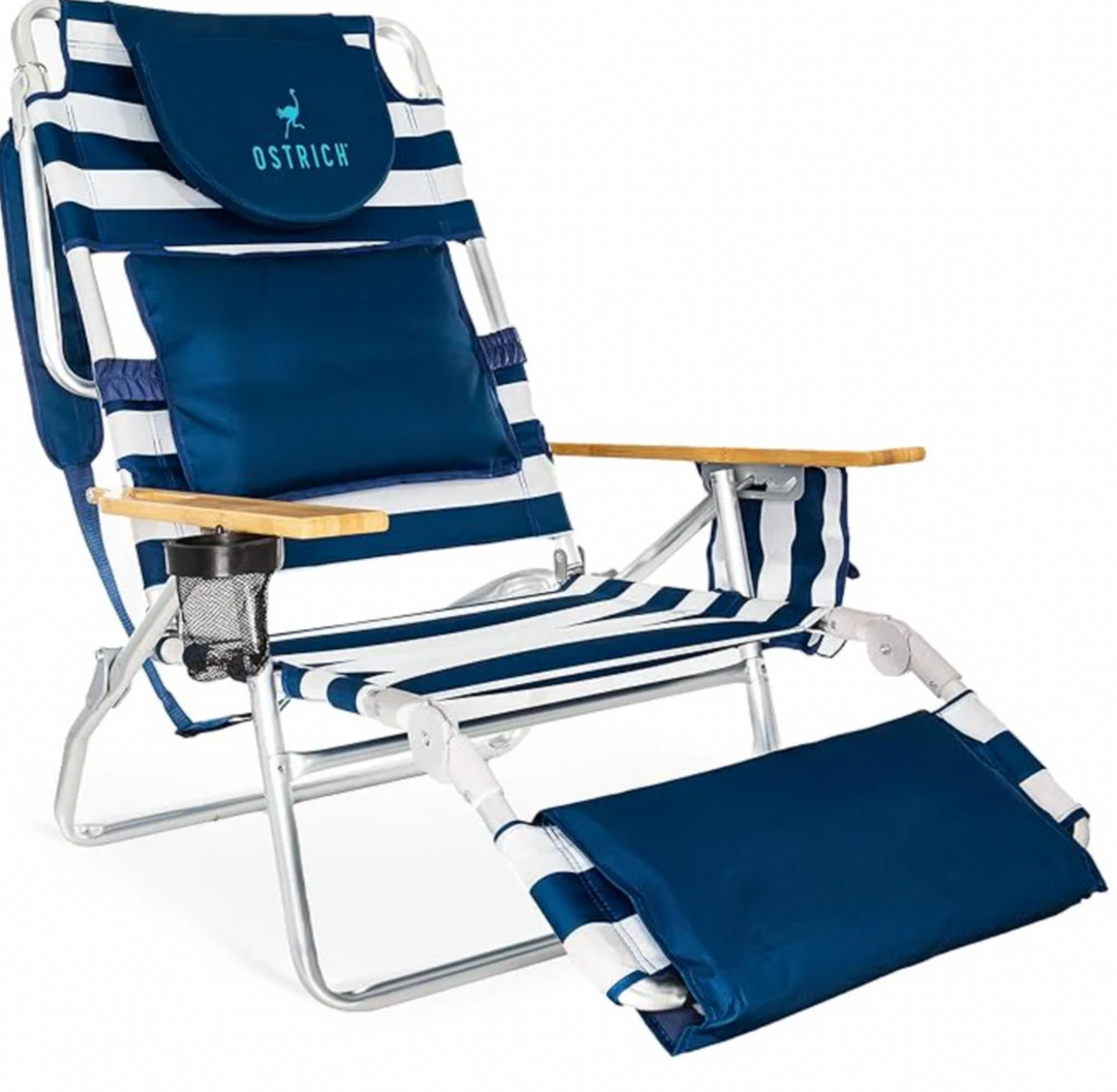 Sedia da spiaggia reclinabile portatile 3 in 1 con borsa termica